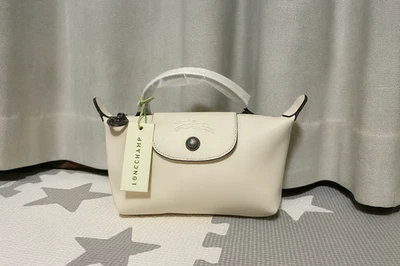 Longchamp Le Pliage XS Leather White Mini Shoulder Bag Crossbody Pouch Outlet - Image 1 of 4