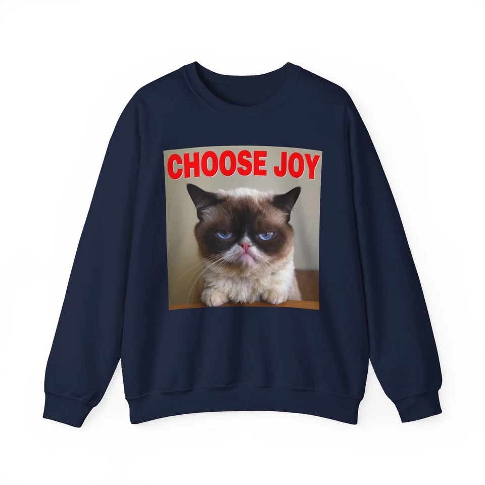 Sudadera Grumpy Cat 'Choose Joy' | Divertida foto de gato cuello redondo, regalo para compañeros de trabajo Foto 1 de 1