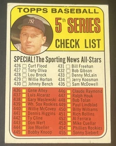 Mickey Mantle HOF 1969 Topps Fifth Series Vintage Baseball Card Check List (MK) - Picture 1 of 2