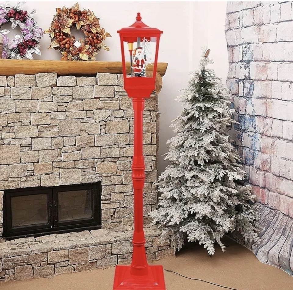 GM SHOP Lampione Natalizio Luminoso Natalizio Con Babbo Natale 180 Cm Con Luci E Suoni