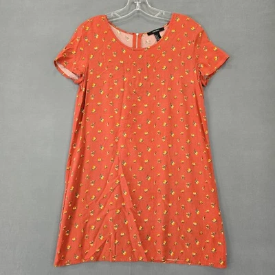 Forever 21 Orange Sienna Mini Dress Preppy Floral Short Sleeves Women's Size M - Image 1 of 4