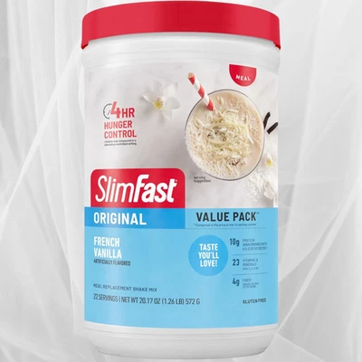 Polvo batido de reemplazo de comidas SlimFast Original, vainilla francesa, 12,83 oz, 14... Foto 1 de 4