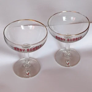 HIGHLY COLLECTABLE 1960s PAIR OF 'BABYCHAM/BABY BUBBLY' GLASSES - Picture 1 of 7
