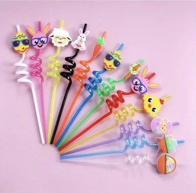 Pajita espiral de plástico súper linda para niños (12 unidades) Foto 1 de 4