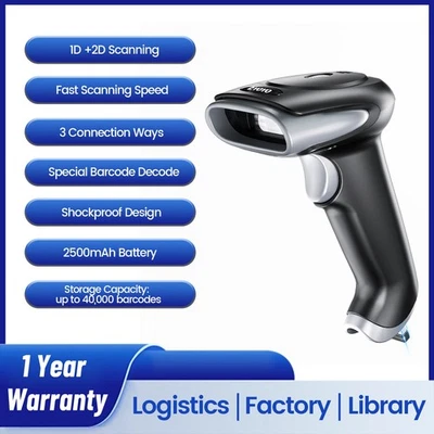 Eyoyo 2D QR Code Wireless Barcode Scanner Bluetooth USB EAN UPC Code PC Leser - Bild 1 von 4