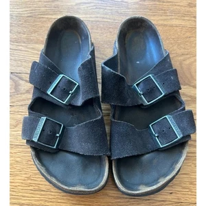 Sandali neri Arizona Birkenstock neri scarpe donna 7,5/8 uomo 5,5 6 - Foto 1 di 9