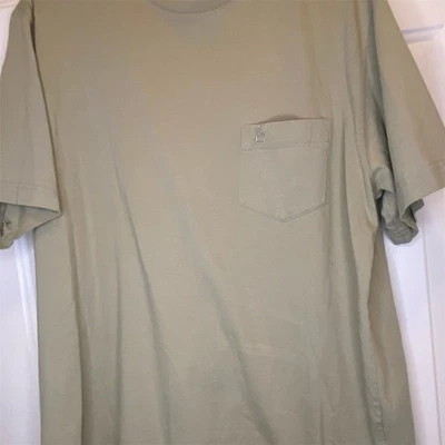 Trader Bay Men's Beige/Green Pocket T-Shirt Size L Solid Cotton Casual Top - Image 1 of 4