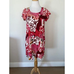 Vintage Jams World Dress Lace-Up Back Red Hawaiian Hotel size Medium - Picture 1 of 6