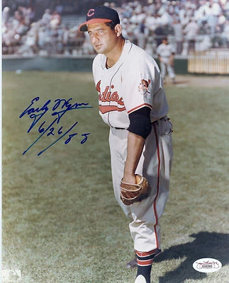 EARLY WYNN CLEVELAND INDIANS SIGNED AUTOGRAPH INSCRIBED 8X10 PHOTO JSA - Image 1 of 2