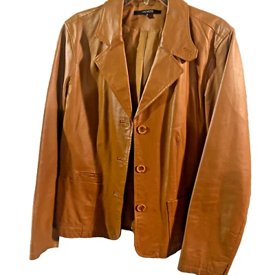 Chaqueta Blazer Chadwicks Mujer Cuero Muesca Solapa Manga Larga Bolsillos 14 Foto 1 de 4