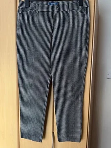 Old Navy ladies Pixie mid rise black check trousers size US10 UK12 - Picture 1 of 4