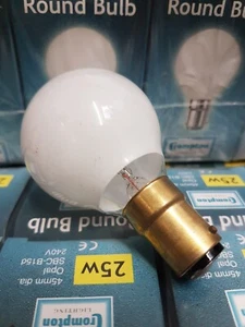 5x CROMPTON 25w B15d Round Bulbs Opal 65mm Dia 240v Tungsten Incandescent - Picture 1 of 3