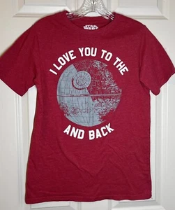 Star Wars ‘I Love You To The Deathstar And Back’ T-Shirt Red Boys Size XXL - Picture 1 of 5