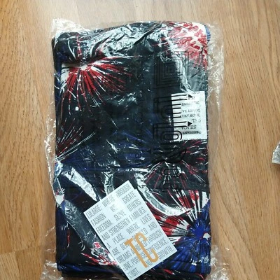 NEW LuLaRoe Tall & Curvy TC Red White Blue FIREWORKS Americana 4th July Leggings - Image 1 of 4