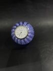 Caithness Art Glass Blue Swirl Clock Paperweight Signed  made in Scotland