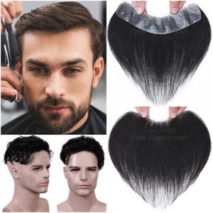 Thin Skin Toupee Men 130% THICK Real Human Hair Hairpiece Topper Wigs Black PU - Picture 1 of 12