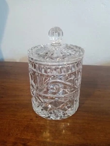 Vintage Clear Crystal Glass 4" Collectible Jam Vanity Candy Jar With Lid - Picture 1 of 9