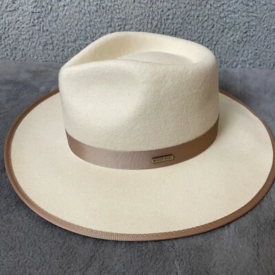 Sombrero Gigi Pip Monroe para mujer 57 blanco roto fieltro de lana banda de grosgrain Fedora elegante Foto 1 de 4