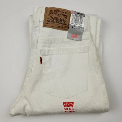 Vintage Levis ORANGE TAB White Denim Jeans Deadstock 10 SLIM - READ - Image 1 of 4