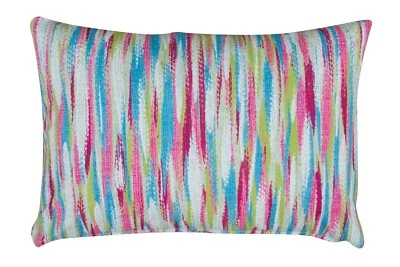 Abstract Multicoloured Paint Splash Boudoir Cushion. 17x12". Rainbow Pink & Blue - Image 1 of 3