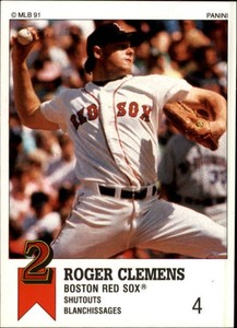 1991 Panini Canadian Top 15 Baseball Card #94 Roger Clemens
