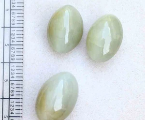22,3 ct 10*14 mm Natürliches Katzenauge Oval Cabochon Schliff Lose Edelsteine 3 Stck. - Bild 1 von 4