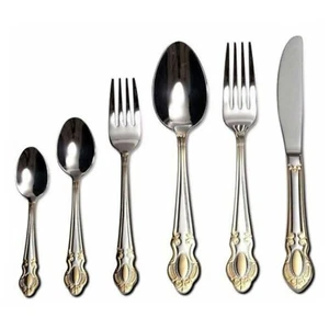 75 Piece Venezia Silverware Set for 12 - 18/10 Gold Plated Steel Flatware - Picture 1 of 3