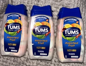 Tums Ultra 1000 Maximum Strength Assorted Fruit Antacid/Calcium 3 Bottle Pack - Picture 1 of 8