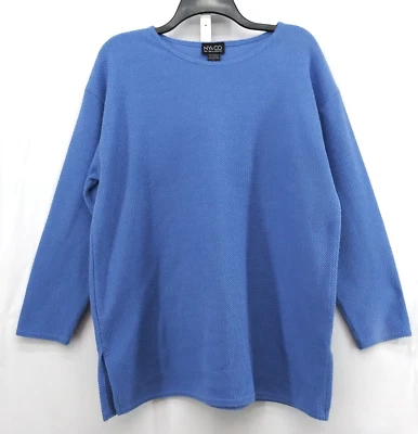 Suéter Top Pullover New York & Company Mujer Talla Grande Azul Manga 3/4 Foto 1 de 4
