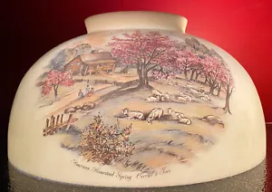 BEAUTIFUL RARE 14" GLASS CURRIER & IVES AMERICAN HOMESTEAD SPRING LIGHT SHADE - Picture 1 of 5
