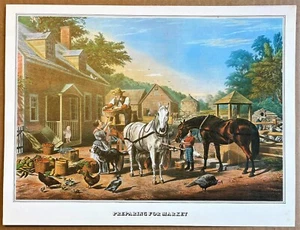 1976 Currier & Ives Book Print ~ Farm Family Preparing For Market ~ Country Life - Picture 1 of 1