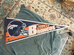 90's DENVER BRONCOS Wincraft Edition #6 NFL PENNANT FLAG Wall Hanging 30" VG ! - Picture 1 of 4