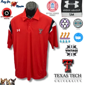 VINTAGE Under Armour S Texas Tech Red Raider Red Black Performance Short Sleeve - Picture 1 of 10