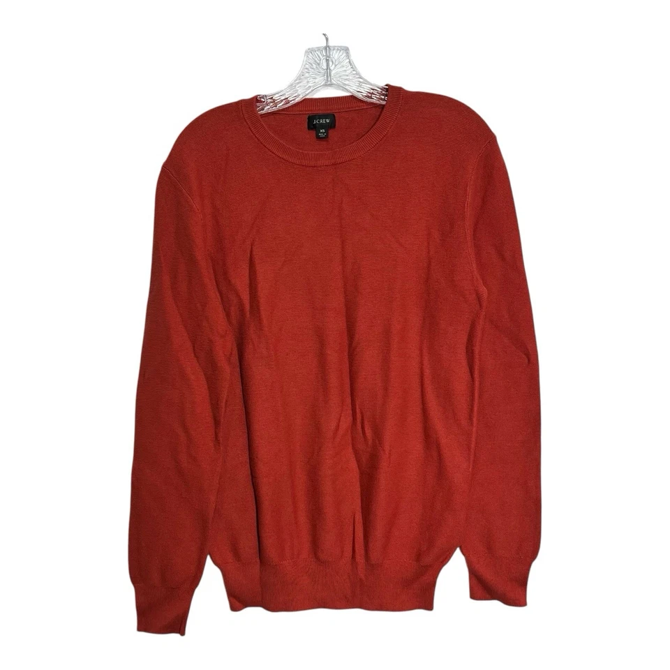 J. Crew Mens Size XS Crewneck Sweater Garter Stitch 100% Cotton Red/Burnt Orange - Image 1 of 4