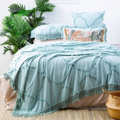 Park Avenue Moroccan Cotton Vintage washed Tufted Bed Cover|Coverlet set-Mineral