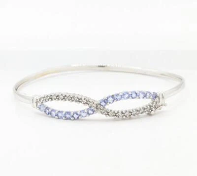 7" 14K White Gold Diamond Purple Stone Infinity Forever Eternal Love Bracelet - Image 1 of 4