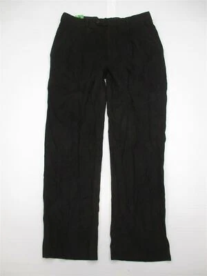 LINEA NATURALE Dress Pants Men's Size 38 Pleat Front Black Plush Taper Leg W8495 - Image 1 of 4
