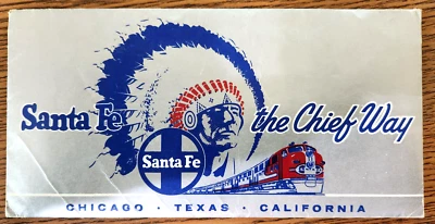 Santa Fe The Chief Way Ticket Timetable Jacket Folder Dining Club 1965 - Image 1 of 4