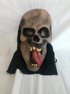 Adult Scary Dead Hooded Monster Ghoul with long Tongue Mask Costume - Picture 1 of 8