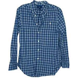 Ralph Lauren Boy's Oxford Shirt Blue Plaid Collared Long Sleeve Size Large - Picture 1 of 8