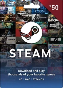 Steam Gift Card W/receipt $50 Steam Wallet - Picture 1 of 1