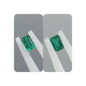 DEEP GREEN 2PIECES LOT NATURAL COLOMBIAN CUT EMERALDS FROM MUZO 0.46 Ct. GIA ALU - Picture 1 of 18