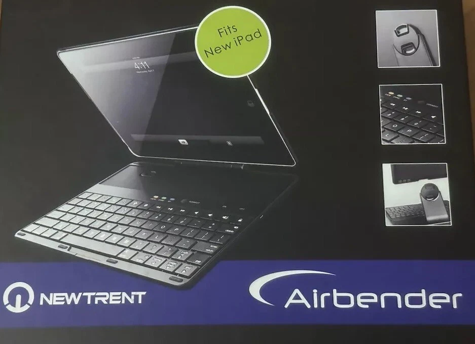 NEW NewTrent Airbender Wireless Bluetooth Keybd & Folio Case for iPad NT-38B - Image 1 of 1