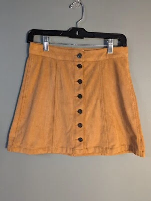 MUDD Mujeres Falda Corta Botón Frontal Imitación Gamuza Informal Oficina Tostado Sólido TALLA 5  Foto 1 de 4