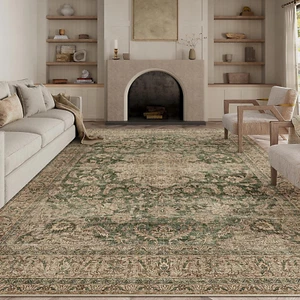 8X10 Washable Green Vintage Area Rug for Living Room Bedroom Large Traditional L - Picture 1 of 12