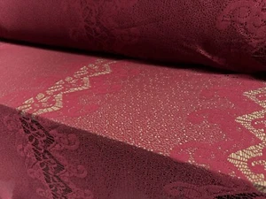Soft Handle Lace Fabric, Per Metre - Paisley Stripe - Wine - Picture 1 of 5
