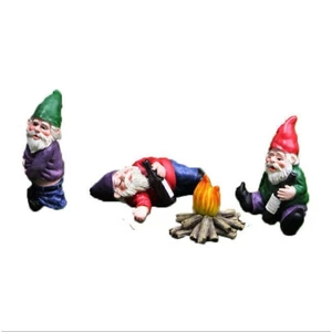 4PCS Miniature Naughty Gnome Statue Dwarf Garden Funny Ornament Figurine Decor - Picture 1 of 6