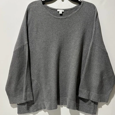 PURE JILL Sweater Women Sz XL Gray Cashmere Blend Voluminous Jersey Lagenlook - Image 1 of 4