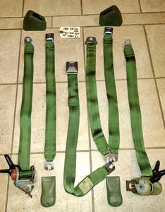 Late 1960's GM Cadillac Buick Chevy GREEN Front Seat Belt Set  10 PIECES  *EC* - Picture 1 of 21