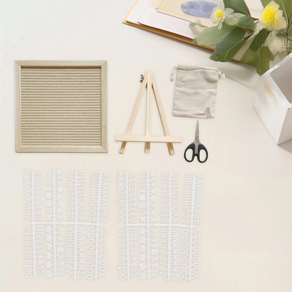 Felt Letter Board Desk Ornament Decorative Wood Frame Bulletin Board with Stand - Image 1 of 1